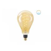Bec LED inteligent vintage (decorativ) WiZ Connected Filament GoldPS160, Wi-Fi, E27, 6W (25W), 390 lm, lumina alba (2000-5000K), compatibil Google Assistant/Alexa/Siri