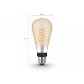 Bec LED inteligent vintage (decorativ) Philips Hue Filament Edison ST72, Bluetooth, E27, 7W (40W), 550 lm, lumina calda (2100K)