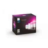 Pachet 2 Becuri LED RGB inteligente Philips Hue A60, Bluetooth, E27, 9W (75W), 1100 lm, lumina alba si color (2000-6500K) + Consola Hue Bridge + Intrerupator cu variator