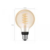 Bec LED inteligent vintage (decorativ) Philips Hue Filament Glob G93, Bluetooth, E27, 7W (40W), 550 lm, lumina alba (2200-4500K)