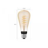 Bec LED inteligent vintage (decorativ) Philips Hue Filament Edison ST72, Bluetooth, E27, 7W (40W), 550 lm, lumina alba (2200-4500K)
