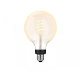 Bec LED inteligent vintage (decorativ) Philips Hue Filament Glob G125, Bluetooth, E27, 7W (40W), 550 lm, lumina alba (2200-4500K)