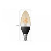 2 Becuri LED inteligente Philips Hue B39, Bluetooth, E14, 4.5W (28W), 300 lm, lumina calda (2100K), cu filament