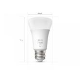2 Becuri LED inteligente Philips Hue A60, Bluetooth, E27, 9W (60W), 806 lm, lumina calda (2700K)