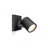 Spot LED Philips Hue Runner, Bluetooth, GU10, 5W (50W), 350 lm, luminaalba (2200-6500), IP20, 11cm, Metal, Negru, Intrerupator cu va riator inclus