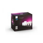 Pachet 3 Becuri LED RGB inteligente Philips Hue Spot, Bluetooth, GU10, 5W (35W), 350 lm, lumina alba si color (2000-6500K), Consola Hue Bridge + Intrerupator cu variator incluse