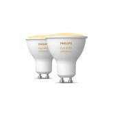 2 Becuri LED inteligente Philips Hue Spot, Bluetooth, GU10, 5W (35W), 350 lm, lumina alba (2200-6500K)