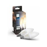 2 Becuri LED inteligente Philips Hue B39, Bluetooth, E14, 4W (40W), 470 lm, lumina alba (2200-6500K)