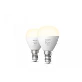 2 Becuri LED inteligente Philips Hue P45, Bluetooth, E14, 5.7W (60W), 470 lm, lumina calda (2700K)