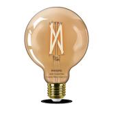 Bec LED inteligent vintage (decorativ) Philips Filament Globe Amber G95, Wi-Fi, Bluetooth, E27, 7W (50W), 640 lm, lumina alba (2000-5000K)