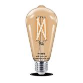 Bec LED inteligent vintage (decorativ) Philips Filament Bulb Clear ST64, Wi-Fi, Bluetooth, E27, 7W (60W), 806 lm, lumina alba (2700-6500K)