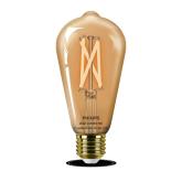 Bec LED inteligent vintage (decorativ) Philips Filament Bulb Amber ST64, Wi-Fi, Bluetooth, E27, 7W (50W), 640 lm, lumina alba (2000-5000K)