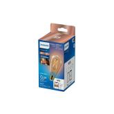 Bec LED inteligent vintage (decorativ) Philips Filament Bulb Amber ST64, Wi-Fi, Bluetooth, E27, 7W (50W), 640 lm, lumina alba (2000-5000K)