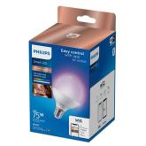 Bec LED RGB inteligent Philips Glob G95, Wi-Fi, Bluetooth,  E27, 11W (75W), 1055 lm, lumina alba si color (2200-6500K)