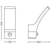 Aplica LED pentru exterior cu senzor de miscare Philips Splay, 12W, 1100 lm, lumina calda (2700K), IP44, 240x80x160mm, Antracit