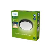 Plafoniera LED pentru exterior Philips Doris, 6W, 600 lm, lumina calda (2700K), IP54, 22 cm, Negru
