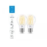 2 Becuri LED inteligente vintage (decorative) WiZ Connected FilamentClear A60, Wi-Fi, E27, 7W (60W), 806 lm, lumina alba (2700-6500K ),compatibil Google Assistant/Alexa/Siri