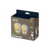 2 Becuri LED inteligente vintage (decorative) WiZ Connected Filament Gold ST64, Wi-Fi, E27, 6.7W (50W), 640 lm, lumina alba (2000-5000K), compatibil Google Assistant/Alexa/Siri