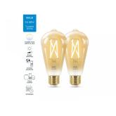 2 Becuri LED inteligente vintage (decorative) WiZ Connected Filament Gold ST64, Wi-Fi, E27, 6.7W (50W), 640 lm, lumina alba (2000-5000K), compatibil Google Assistant/Alexa/Siri