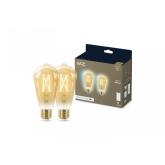 2 Becuri LED inteligente vintage (decorative) WiZ Connected Filament Gold ST64, Wi-Fi, E27, 6.7W (50W), 640 lm, lumina alba (2000-5000K), compatibil Google Assistant/Alexa/Siri