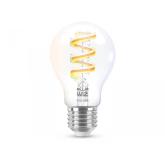Bec LED RGB inteligent WiZ Connected Filament Clear A60, Wi-Fi, E27, 6.3W (40W), 470 lm, lumina alba si color (2200-6500K), compatibil Google Assistant/Alexa/Siri