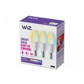 3 Becuri LED inteligente WiZ Connected Whites C37, Wi-Fi, E14, 4.9W (40W), 470 lm, lumina alba (2700-6500K), compatibil Google Assistant/Alexa/Siri