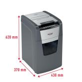 Distrugator automat documente Rexel OPTIMUM 150M , 150 coli, P5, micro-cut (tip particule), cos  44 litri, negru-gri, 