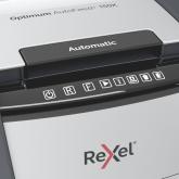 Distrugator automat documente Rexel OPTIMUM 150X , 150 coli, P4, cross-cut (tip confeti), cos  44 litri, negru-gri, 