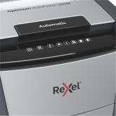 Distrugator automat documente Rexel OPTIMUM 225M , 225 coli, P5, micro-cut (tip particule), cos  60 litri, negru-gri, 