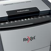 Distrugator automat documente Rexel OPTIMUM 300M , 300 coli, P5, micro-cut (tip particule), cos  60 litri, negru-gri, 