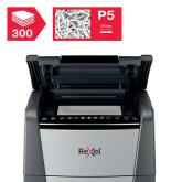 Distrugator automat documente Rexel OPTIMUM 300M , 300 coli, P5, micro-cut (tip particule), cos  60 litri, negru-gri, 