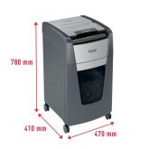 Distrugator automat documente Rexel OPTIMUM 300X , 300 coli, P4, cross-cut (tip confeti), cos  60 litri, negru-gri, 