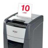Distrugator automat documente Rexel OPTIMUM 300X , 300 coli, P4, cross-cut (tip confeti), cos  60 litri, negru-gri, 
