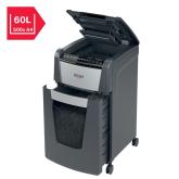 Distrugator automat documente Rexel OPTIMUM 300X , 300 coli, P4, cross-cut (tip confeti), cos  60 litri, negru-gri, 