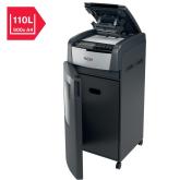Distrugator automat documente Rexel OPTIMUM 600X , 600 coli, P4, cross-cut (tip confeti), cos 110 litri, negru-gri, 