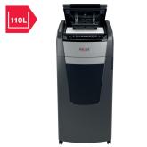 Distrugator automat documente Rexel OPTIMUM 600X , 600 coli, P4, cross-cut (tip confeti), cos 110 litri, negru-gri, 