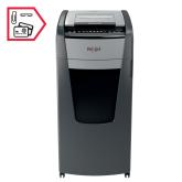 Distrugator automat documente Rexel OPTIMUM 750M , 750 coli, P5, micro-cut (tip particule), cos 140 litri, negru-gri, 