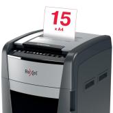 Distrugator automat documente Rexel OPTIMUM 750M , 750 coli, P5, micro-cut (tip particule), cos 140 litri, negru-gri, 