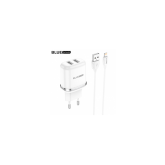 Incarcator Retea cu cablu Lightning Blue Power BLBA25A Outstanding, 2 X USB, 2.4 A, Alb 