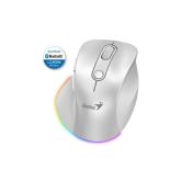 MOUSE Genius,  Ergo 9000S, PC sau NB, wireless, BT+2.4GHz, optic, 2400 dpi, butoane/scroll 6/1, , alb sidefat, 