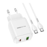 Incarcator Retea cu cablu USB Type-C - USB Type-C Blue Power BCN5, 1 X USB - 1 X USB Tip-C, Alb  
