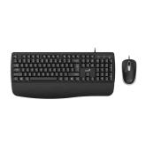 KIT wired GENIUS USB, tastatura 104 taste (concave) + mouse optic 1200dpi, 3 butoane, palm rest, cablu 1.5m, black, 