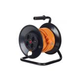 Priza cu protectie Derulator, Numar iesiri 4, Schuko, Lungime cablu 25 m, Protectie termica, protectie contact, protectie suprasarcina, Orange, Sectiune cablu HO5VV-F 3G1.5, 