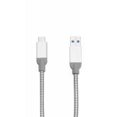 CABLU alimentare si date VERBATIM, pt. smartphone, USB 3.1 (T) la USB 3.1 Type-C (T), 30cm, premium, cablu metalic, argintiu, 