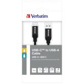CABLU alimentare si date VERBATIM, pt. smartphone, USB 3.1 (T) la USB 3.1 Type-C (T), 1m, premium, cablu metalic, argintiu, 
