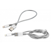LIGHTNING CABLE SYNC & CHARGE 100CM SILVER + LIGHTNING CABLE SYNC & CHARGE 30CM SILVER 