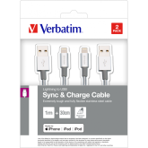 LIGHTNING CABLE SYNC & CHARGE 100CM SILVER + LIGHTNING CABLE SYNC & CHARGE 30CM SILVER 