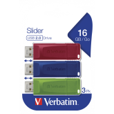 USB DRIVE 2.0 STORE  N  GO SLIDER 3 X 16GB (RED / BLUE / GREEN) 