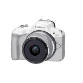 Aparat foto Canon Eos R50 WHITE KIT + Obiectiv RF-S18-45mm F4.5-6.3 IS STM, mirrorless, 24.2 Megapixeli, Procesor Digic X, Montura RF, Senzor APS-C 22.3 x 14.9mm, Aspect 3:2, Focalizare: Dual Pixel CMOS AF II,  100 % pe orizontală şi 100 % pe verticală (s