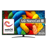 Televizor NanoCell Smart LG 65NANO81A3A, 4K, HDR, 164cm, Negru